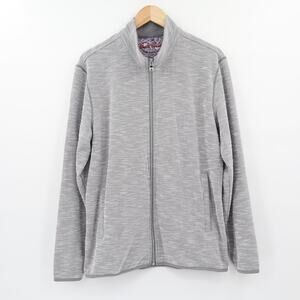 Robert Graham Men's Kobra Long Sleeve Full Zip Sweater Light Grey Sz L